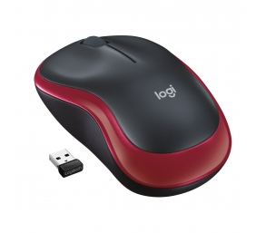 Pelė belaidė Logitech M185 USB (910-002240),  juoda/raudona